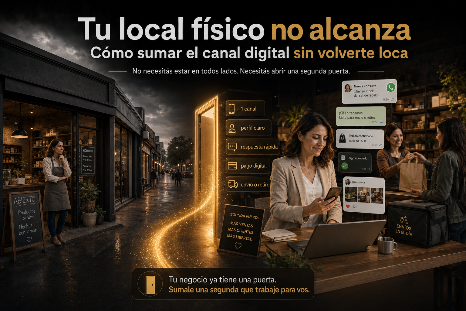 Tu local físico no alcanza: cómo sumar el canal digital sin volverte loca — una segunda puerta digital para tu negocio
